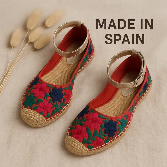 Made in Spain Colorful Embroidered Espadrilles - Picture 1 of 6